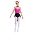 thumbnail image 1 of TSSOE Kids Girls Latin Jazz Dance Dress Ballroom Dancing Costume Sparkly Rhinestones Backless Leotard with Skirt Hot Pink&Black 16, 1 of 5