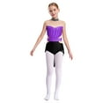 thumbnail image 1 of TSSOE Kids Girls Latin Jazz Dance Dress Ballroom Dancing Costume Sparkly Rhinestones Backless Leotard with Skirt Purple&Black 8, 1 of 5