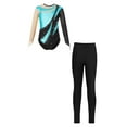 thumbnail image 1 of TSSOE Kids Girls Long Sleeve Gymnastics Leotard with Leggings Pants Set 2 Piece Skating Dance Outfits Blue Green 8, 1 of 5