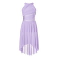thumbnail image 1 of TSSOE Kids Girls Lyrical Dance Dress Sleeveless Rhinestone Ruched High-Low Tulle Leotard Tutu Dancewear Lavender 10, 1 of 5