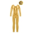 thumbnail image 1 of TSSOE Kids Girls Metallic Gymnastics Full Body Leotards Athletic Dance Jumpsuit Dancewear with Hairband Set Gold 6, 1 of 5