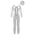 thumbnail image 1 of TSSOE Kids Girls Metallic Gymnastics Full Body Leotards Athletic Dance Jumpsuit Dancewear with Hairband Set Silver 14, 1 of 5