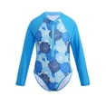 thumbnail image 1 of TSSOE Kids Girls One Piece Swimsuit Sun Protection Long Sleeve Surfing Rashguard Swimwear Blue Flower 14, 1 of 7