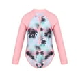 thumbnail image 1 of TSSOE Kids Girls One Piece Swimsuit Sun Protection Long Sleeve Surfing Rashguard Swimwear Pink 6, 1 of 7