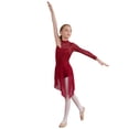 thumbnail image 1 of TSSOE Kids Girls One Shoulder Long Sleeve Ballet Dance Lyrical Dress Leotards Skirted Modern Contemporary Dancewear Burgundy 10, 1 of 7