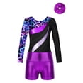 thumbnail image 1 of TSSOE Kids Girls Print Long Sleeve Gymnastics Leotards with Athletic Shorts Ballet Dance Outfits Biketard and Hairband Neon Starry 14, 1 of 5
