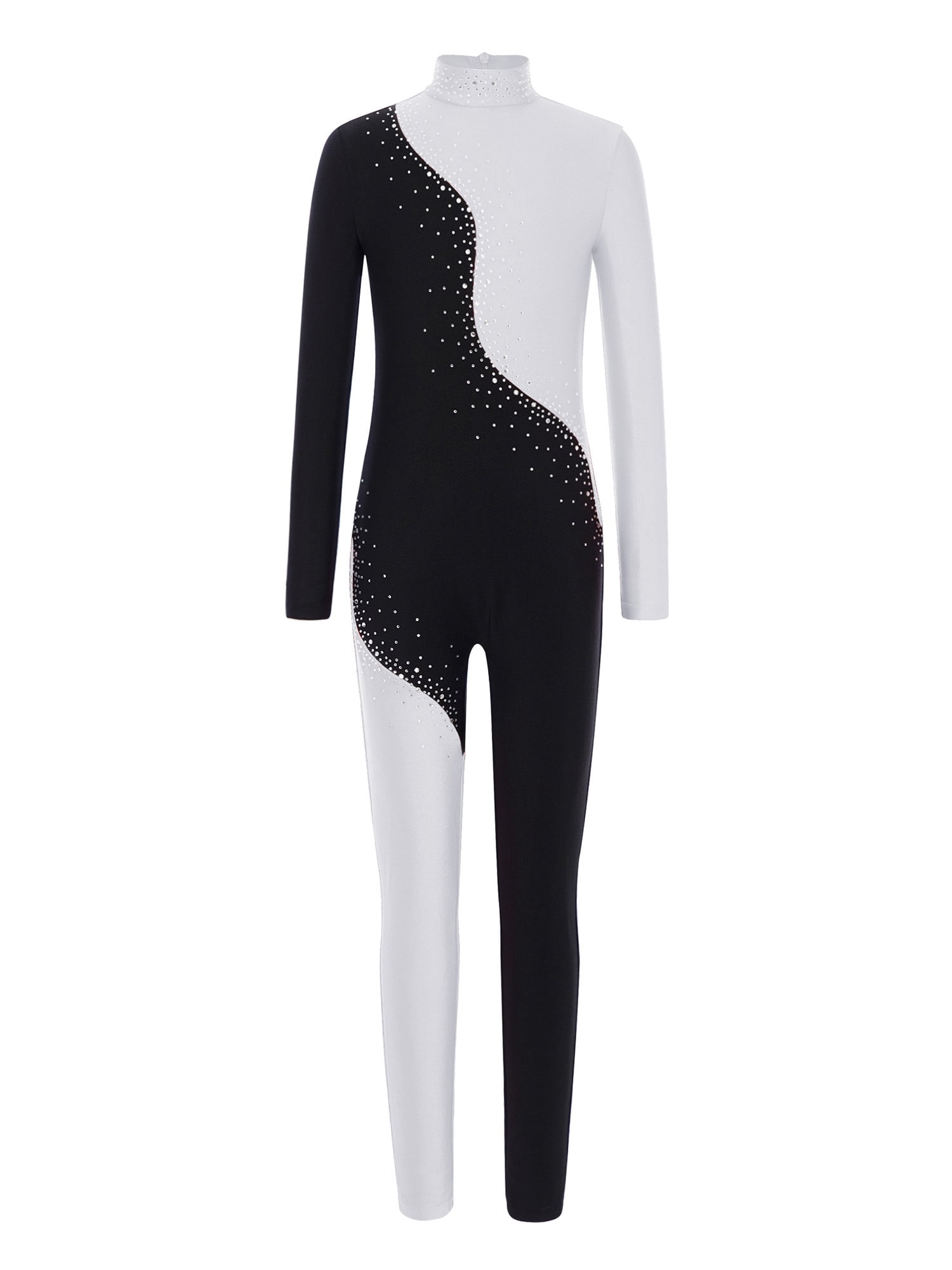 TSSOE Kids Girls Rhinestone Long Sleeve Full Body Ballet Dance Leotard ...