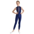 thumbnail image 1 of TSSOE Kids Girls Rhinestone Mesh Full Body Ballet Dance Unitard Figure Skating Rhythmic Gymnastics Leotard Jumpsuit Navy Blue 16, 1 of 7