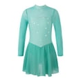 thumbnail image 1 of TSSOE Kids Girls Rhinestones Figure Skating Dress Long Sleeve Twirling Baton Dance Costume Rhythmic Gymnastics Leotard Mint Green 10, 1 of 7