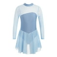 thumbnail image 1 of TSSOE Kids Girls Rhinestones Figure Skating Dress Long Sleeve Twirling Baton Dance Costume Rhythmic Gymnastics Leotard Sky Blue 12, 1 of 7