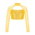 thumbnail image 1 of TSSOE Kids Girls Sequin Mock Neck Long Sleeve Gymnastics Dance Crop Top Jazz Hip Hop Athletic Shirt Gold 10, 1 of 5