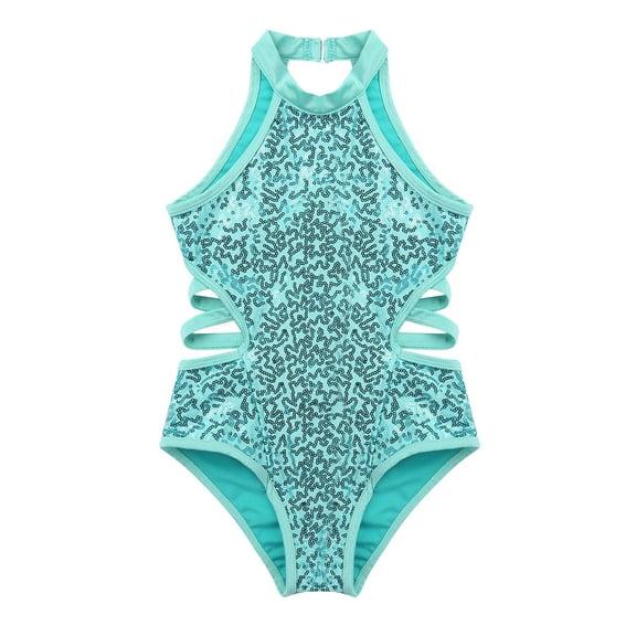 TSSOE Kids Girls Sequins Ballet Dance Leotard One-Piece Gymnastic Unitard Sports Bodysuit Ballerina Dance Wear Mint_Green 6