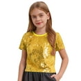 thumbnail image 1 of TSSOE Kids Girls Sequins Camisole Hip Hop Clothes Modern Crop Tops Streetwear Metallic Dance Wear Gold 10-14, 1 of 3