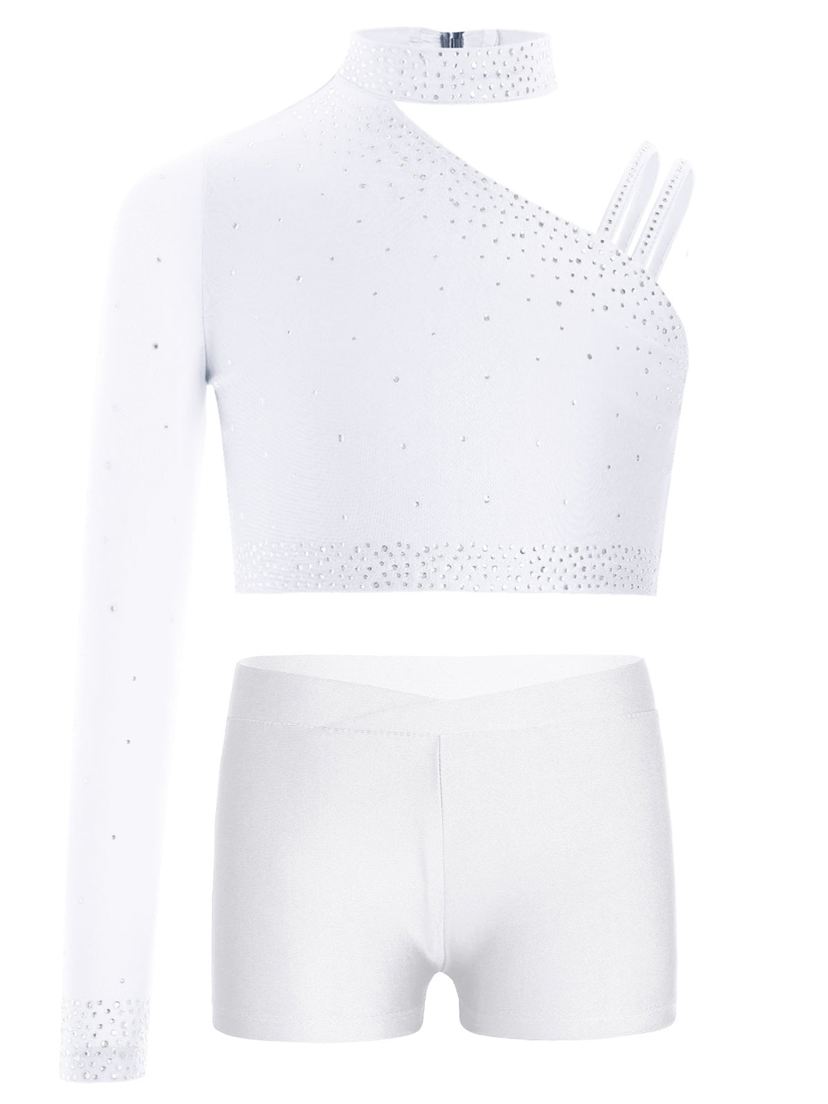 Girls Sequins Jazz Latin Dance Sets Crop Top Vest With Skirted Hip Hop Dancewear - View #10