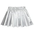thumbnail image 1 of TSSOE Kids Girls Shiny Elastics Waist Ballet Skater Skirts Mini A-line Skirt Metallic Pleated Skirt Dancewear Silver 14-15, 1 of 6