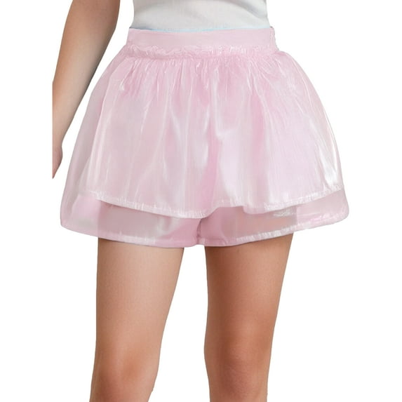 TSSOE Kids Girls Shiny Metallic Jazz Hip Hop Latin Street Dance Shorts Active Sports Running Gymnastics Shorts Hot Pants White 16