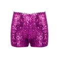 thumbnail image 1 of TSSOE Kids Girls Shiny Sequins Dance Shorts Elastic Waistband Jazz Hip Hop Performance Activewear Hot Pink 120-140/12, 1 of 7