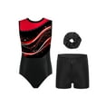 thumbnail image 1 of TSSOE Kids Girls Sleeveless Gymnastics Leotard Ballet Dance Unitard Jumpsuit with Shorts and Hair Hairband 3Pcs Set Red 14, 1 of 3