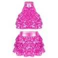 thumbnail image 1 of TSSOE Kids Girls Sleeveless Sequins Tiered Crop Top with Skirt Latin Jazz Modern Rumba Salsa Samba Hot Pink 12, 1 of 7