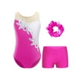 thumbnail image 1 of TSSOE Kids Girls Sleeveless Sparkle Tumbling Gymnastics Leotards with Booty Shorts Hairband Set Dance Costume Rose 10, 1 of 7