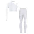 thumbnail image 1 of TSSOE Kids Girls Sparkly Rhinestone Jazz Latin Hip Hop Ballet Dance Crop Tops with Leggings Pants Set White 14, 1 of 3