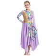 thumbnail image 1 of TSSOE Kids Girls Worship Praise Dance Dress Long Sleeve Irregular Tunic Liturgical Church Robe Performance Dancewear Light Purple 14, 1 of 6