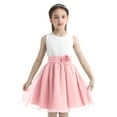 thumbnail image 1 of TSSOE Kids Sleeveless Chiffon Pleated A-line Flower Girl Dress Birthday Pageant Party Dress White&Pink 6, 1 of 7