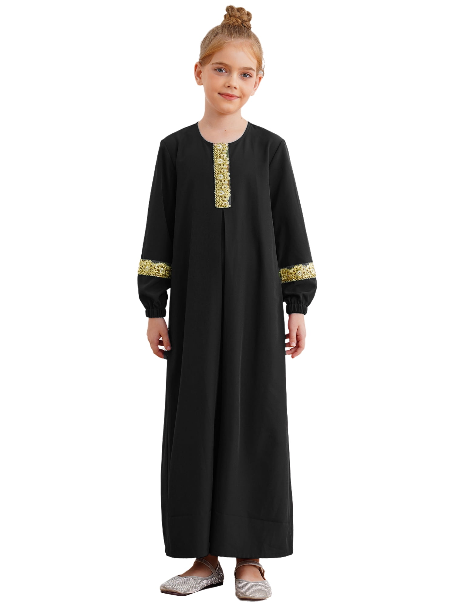 Ramadan Robe TSSOE Long Sleeve Muslim Abaya for Girls Liturgical Worship Costume ...