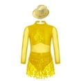 thumbnail image 1 of TSSOE Lyrical Dance Dress for Girls Sequins Latin Dance Leotard with Hat Jazz Dance Competition Costumes Gold 14, 1 of 3