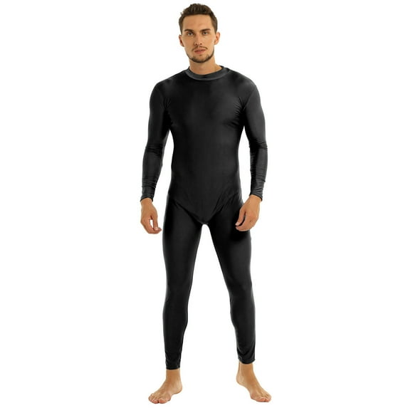 TSSOE Men's One-piece Long Sleeve Spandex Unitard Catsuit Full Bodysuit Jumpsuit Cosplay Zentai Black M