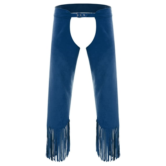 TSSOE Men's Western Cowboy Long Pants Vintage Tassel Buckles Overpants Festival theme Party Clothes Blue 3XL