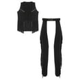 thumbnail image 1 of TSSOE Mens Faux Suede Cowboy Clothes Open Front Fringe Vest Tops Theme Party Outfits with Assless Chaps Set Black XXL, 1 of 7