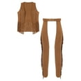 thumbnail image 1 of TSSOE Mens Faux Suede Cowboy Clothes Open Front Fringe Vest Tops Theme Party Outfits with Assless Chaps Set Brown XXL, 1 of 7