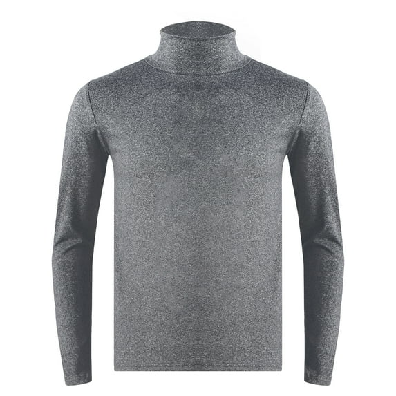 TSSOE Mens Thermal Underwear Tops Turtleneck Long Sleeve T-Shirt Slim Fit Pullover Sweaters Dark Gray S