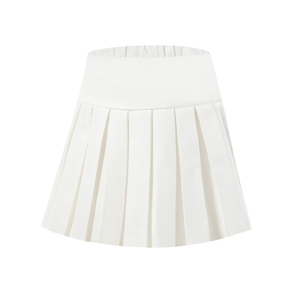 TSSOE School Uniform Girls Pleated Mini Skirt High Waist A-line Tennis Skirts White 13-14