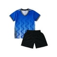 thumbnail image 1 of TSSOE Soccer Uniforms for Kids Boys Football Jersey V Neck Practice T Shirt and Sport Shorts Set Team Blue M, 1 of 6