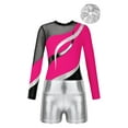 thumbnail image 1 of TSSOE Sparkle Leotards for Girls Long Sleeve Gymnastics with Shorts Tumbling Dance Unitards Biketards Dancewear Hot Pink 16, 1 of 7