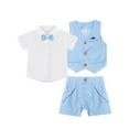 thumbnail image 1 of TSSOE Toddler Baby Boys Vest Shirt Short Set Wedding Gentleman Suit Outfit Tuxedo Formal Suit Sky Blue 80, 1 of 4