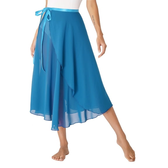 TSSOE Women Girls Adult Long Flowy Sheer Chiffon Wrap Scarf Midi Skirt for Ballet Dance Skate Lake Blue One Size