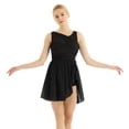 thumbnail image 1 of TSSOE Women’s Chiffon Lyrical Contemporary Dance Dress V-neck High Low Ballet Dance Leotard Costume Black L, 1 of 7