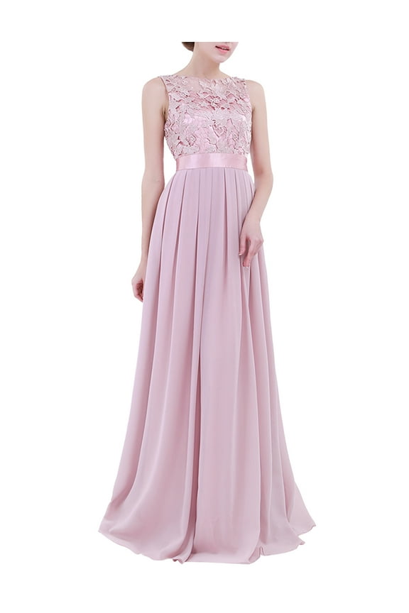 Women's Ladies Sleeveless Chiffon Bridesmaid Dresses Formal Cocktail Evening Party Dress Maxi Dusty Rose 12