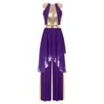 thumbnail image 1 of TSSOE Women's Praise Dance Overlays Dress Irregular Hem Dress with Metallic Patchwork Pants Liturgical Dance Clothes Purple L, 1 of 7