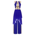 thumbnail image 1 of TSSOE Women's Praise Dance Overlays Dress Irregular Hem Dress with Metallic Patchwork Pants Liturgical Dance Clothes Royal Blue M, 1 of 7