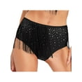 thumbnail image 1 of TSSOE Women's Shiny Rhinestone Lyrical Ballet Dance Skirted Briefs Fringe Dance Bottoms Shorts Black M, 1 of 5