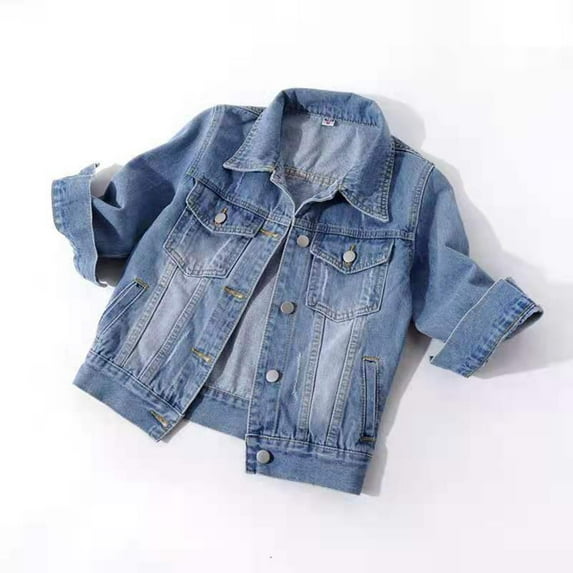 TSSOE Womens 3/4 Sleeve Denim Jacket Coat Casual Turn-Down Collar Button Jean Jackets with Pockets Light Blue XL