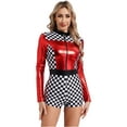 thumbnail image 1 of TSSOE Womens Big Girls Race Car Driver Romper Colorblock Printed Shiny Long Sleeves Leotard Jumpsuit Bodysuit Red 3XL, 1 of 7