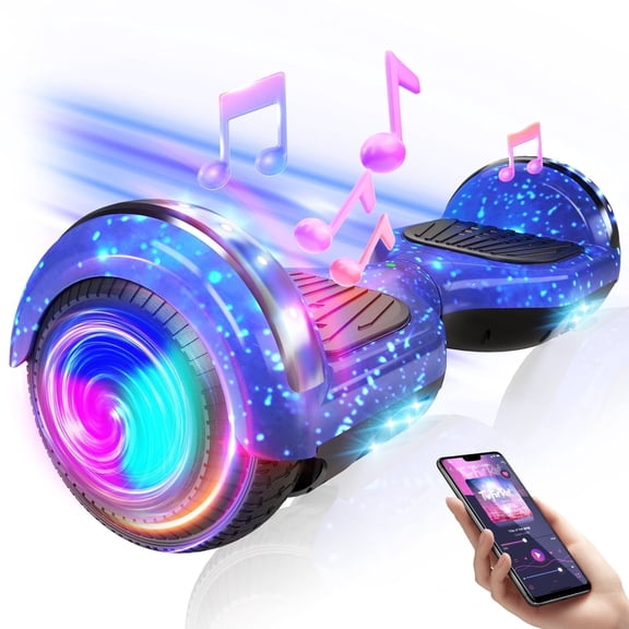 Bluetooth Hoverboard, 6.5" 300W Powerful Motor Hover Board with LED Lights, 6-10MPH Max Speed Self Balancing Electric Scooter