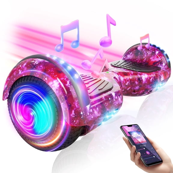 Bluetooth Hoverboard, 6.5" 300W Powerful Motor Hover Board with LED Lights, 6-10MPH Max Speed Self Balancing Electric Scooter