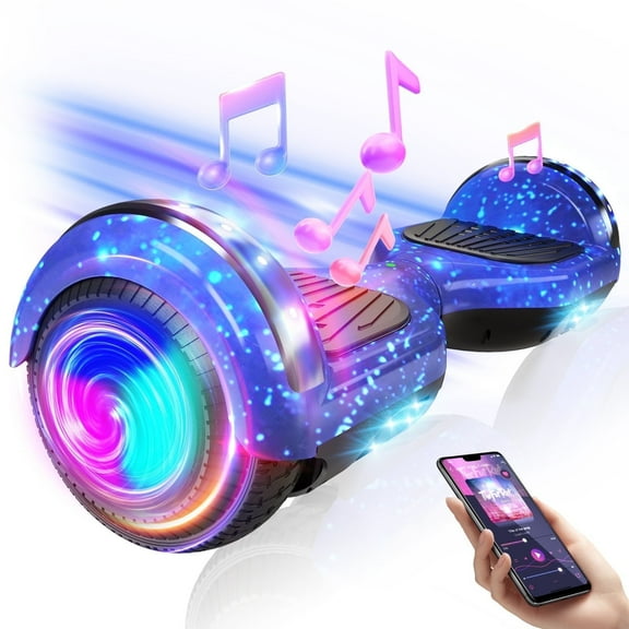 Bluetooth Hoverboard, 6.5" 300W Powerful Motor Hover Board with LED Lights, 6-10MPH Max Speed Self Balancing Electric Scooter