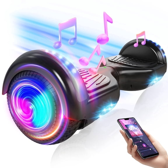 LIEAGLE Bluetooth Hoverboard, 6.5" 300W Powerful Motor Hover Board with LED Lights, 6-10MPH Max Speed Self Balancing Electric Scooter